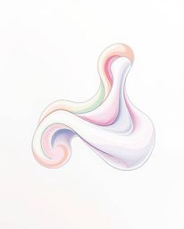 Explore captivating hand-drawn sketches of graceful abstract 3D liquid forms rendered in soft pastel hues and bathed in gentl