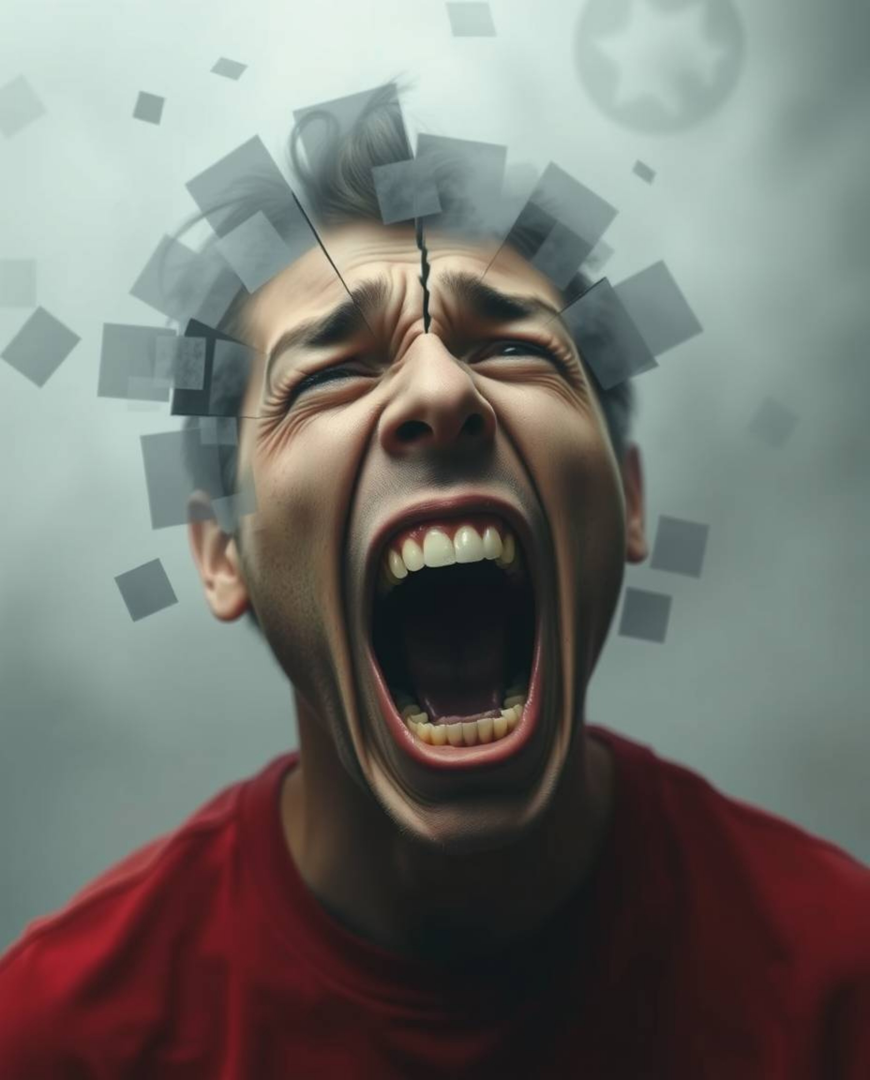 A chilling depiction of a person engulfed in terror, their scream a visual representation of their agony as the world around 