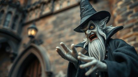 A captivating blend of street photography and macro detail, this image features a classic Disney villain casting a spell with