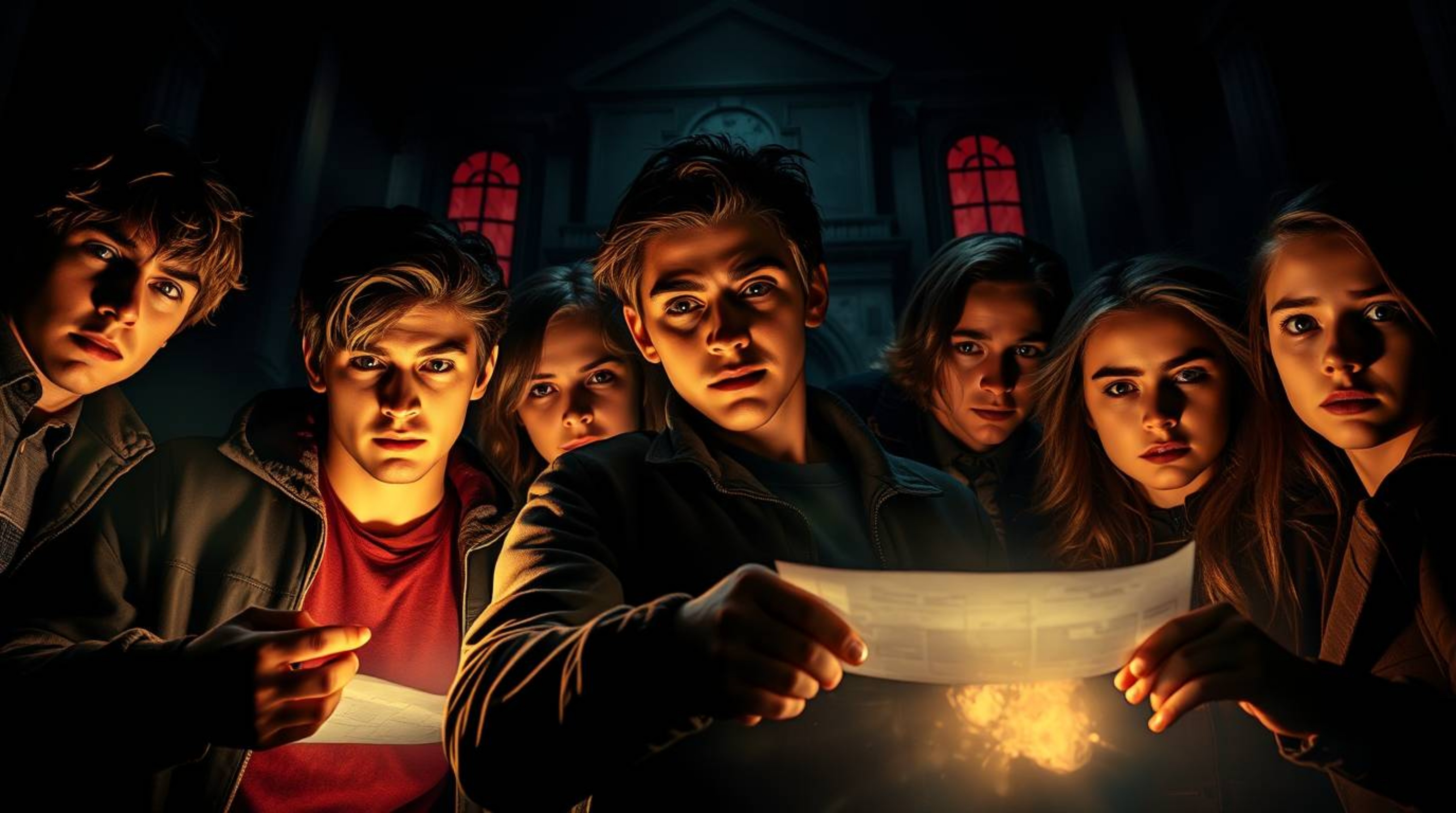 A group of determined teens delve into the secrets of a haunted mansion, solving intricate mysteries under intensely dramatic