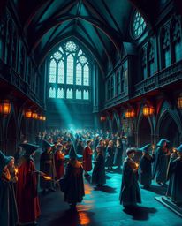Discover a captivating magical school brimming with young wizards.  Experience a rich, deep teal color palette enhanced by st