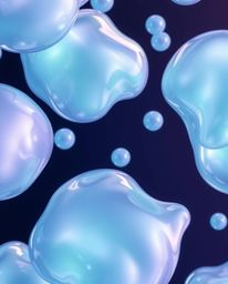 Explore captivating 3D renders featuring fluid organic blobs crafted with translucent materials, gracefully floating in space