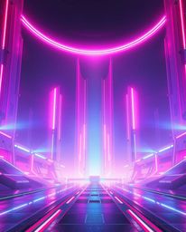 A captivating image depicting an epic modern future scene.  The composition features bright lens flares and an amazing lens g