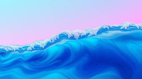 This captivating image showcases a fluid abstract wave with a gradient texture, presented in a cool color palette that evokes