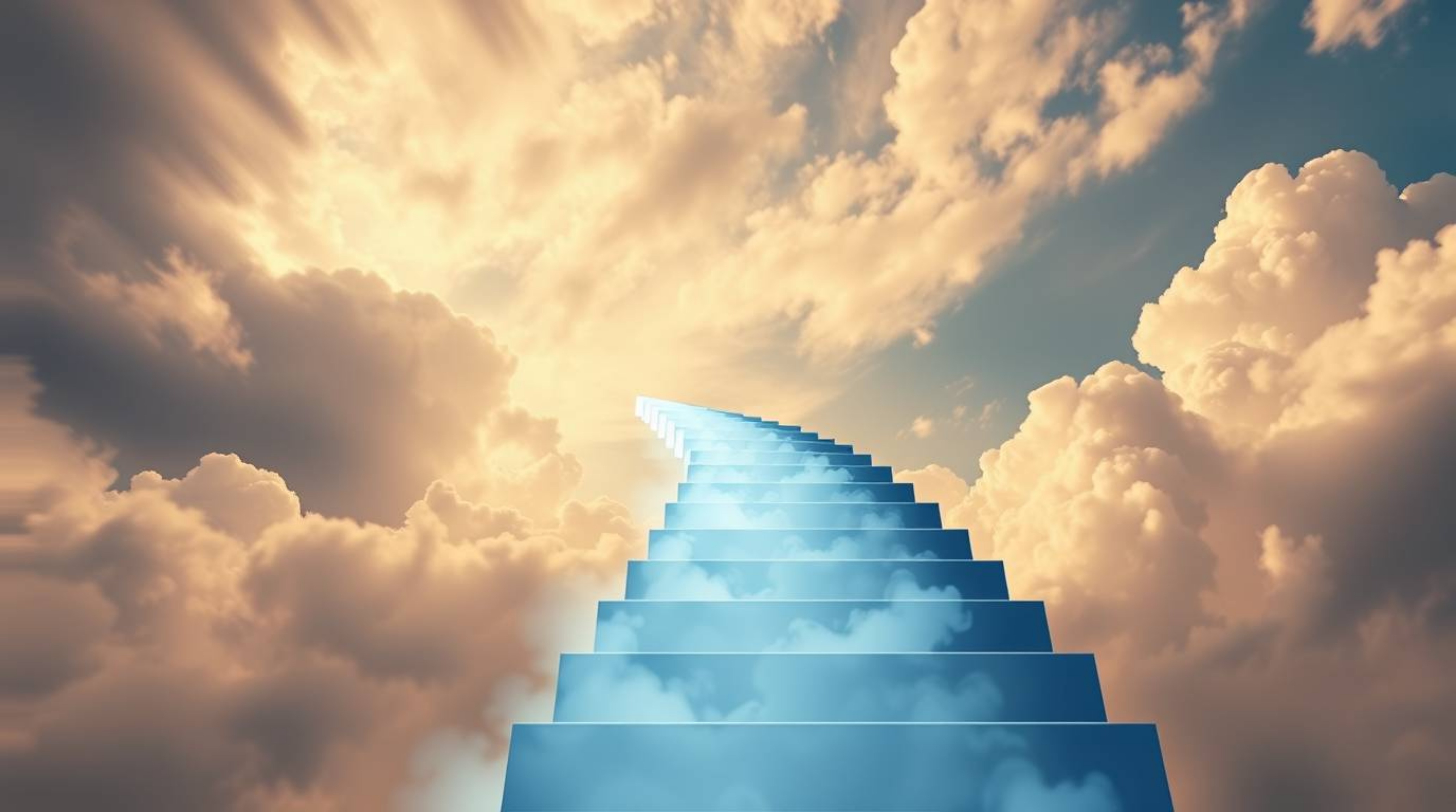 This logo concept features a compelling low-angle view of a winding stairway composed of smoke and light, dramatically ascend