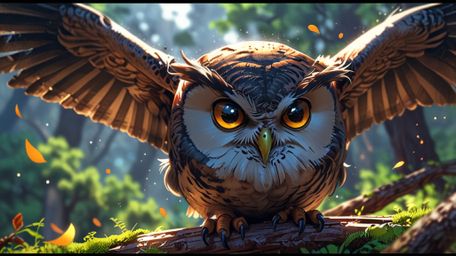 In a heartwarming scene that combines the visual charm of Pixar and the expressiveness of anime, a wise blind owl serves as a