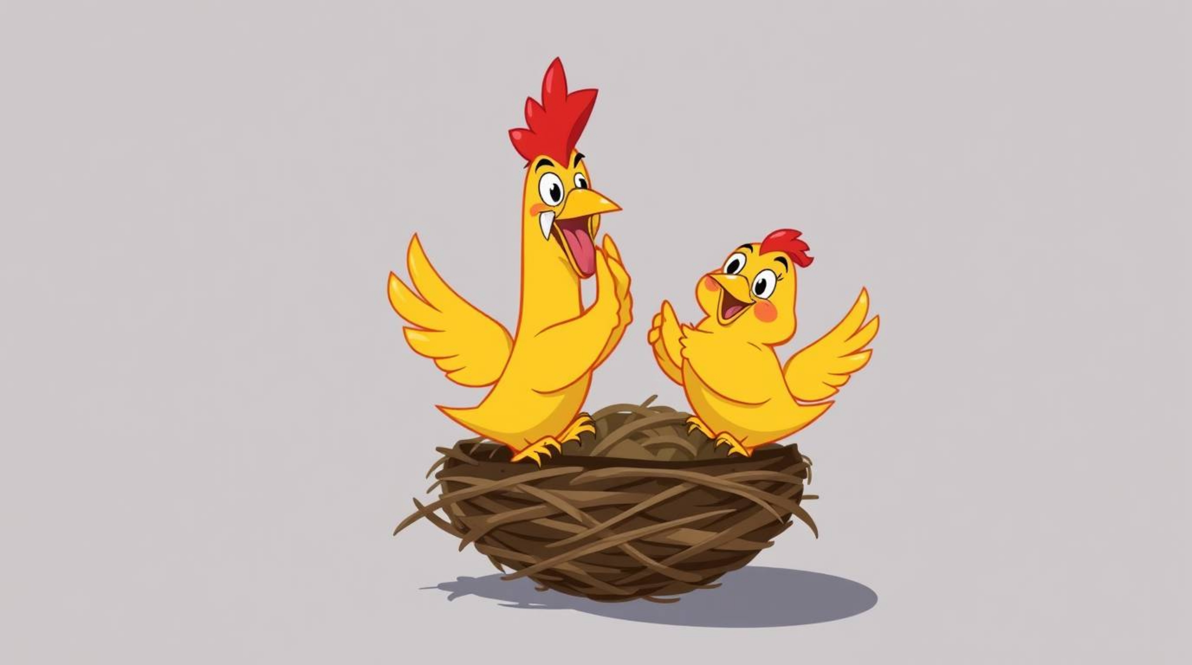 Delightful animation featuring two cartoon birds meticulously constructing a nest. Rendered in a classic animation style, th