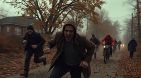 This high-resolution stock photo captures a thrilling chase scene with exaggerated squash and stretch animation techniques, c