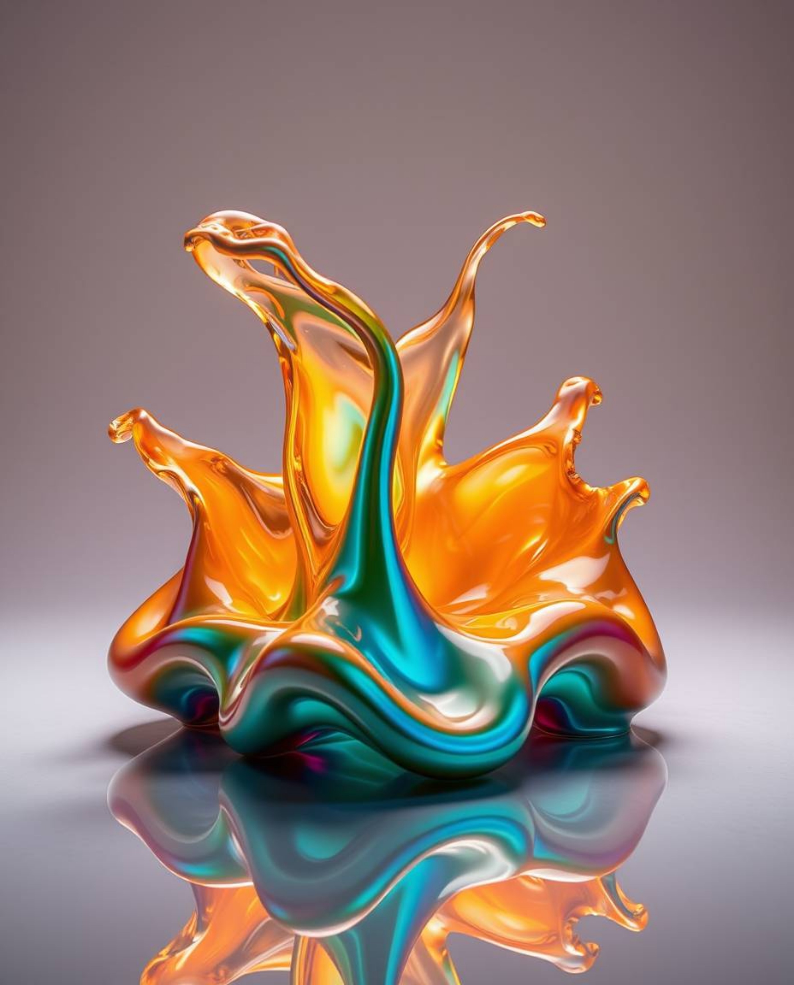 Explore captivating visuals featuring sculptural 3D fluid shapes reminiscent of mercury, enhanced by reflective surfaces and 