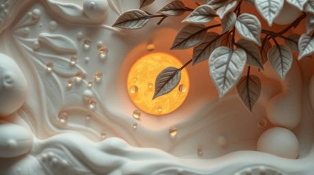 Discover stunning sculptural clay art depicting a soft, dreamy atmosphere.  The artwork captures the beauty of a textured sun