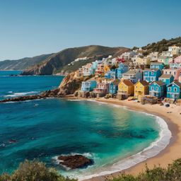 Imagine a charming coastal city, where brightly painted houses climb a verdant hill. From this elevated perch, residents and 