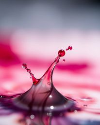 A captivating macro photograph showcases a vibrant ink splash in water.  The image features a blurred bokeh background, stron