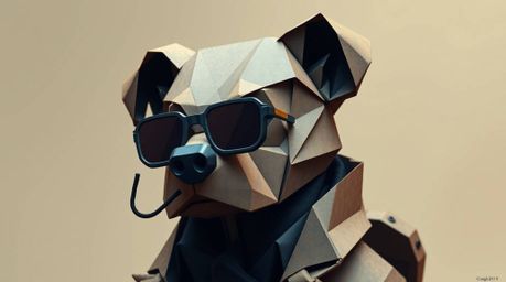 Discover a captivating illustration of a dog detective, intricately crafted in the origami style.  This image features high-t