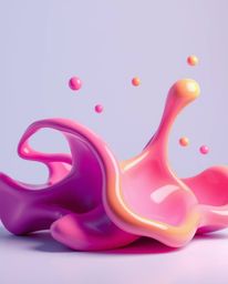 Explore a captivating illustration featuring abstract 3D liquid forms brought to life with electric vivid colors.  The artwor