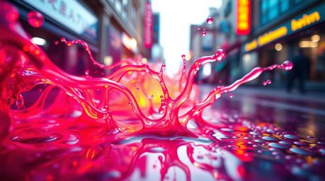 Explore a captivating digital art piece blending street photography and macro techniques.  This piece showcases neon gradient