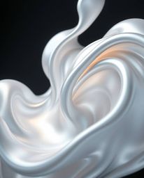 Experience the mesmerizing beauty of ethereal photography featuring smooth 3D fluid shapes with metallic textures, floating e