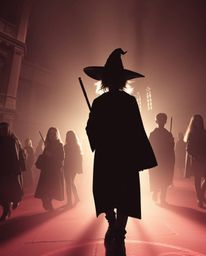 Explore a mystical realm of young wizards within a magical school, captured in stunning infrared surreal tones and silhouette