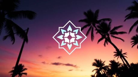 A captivating logo design featuring classic black and white geometric lines infused with vibrant bioluminescent colors.  The 