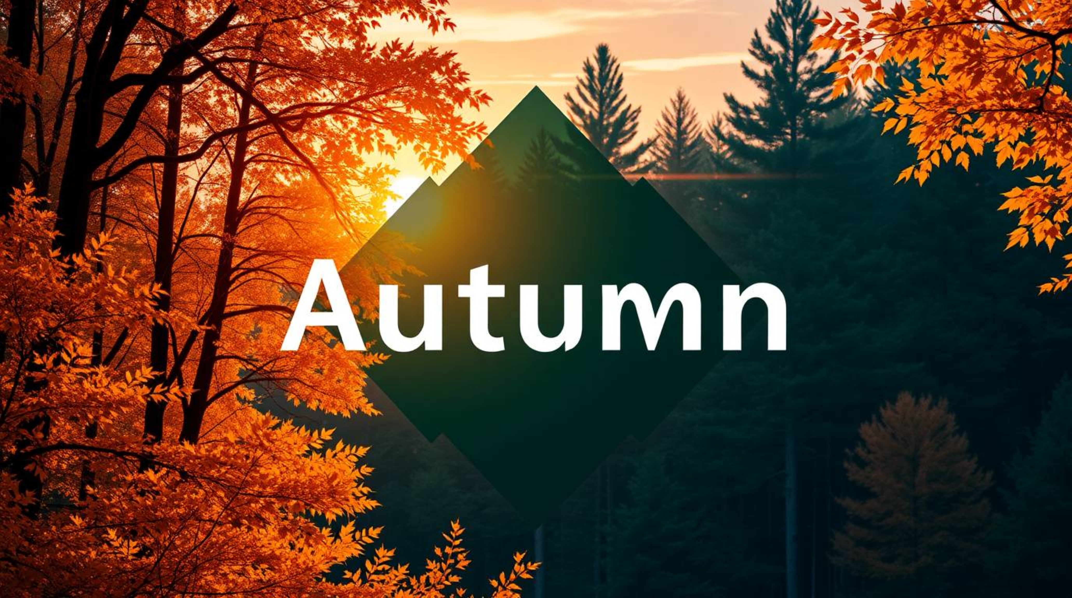 This stunning geometric logo design is inspired by the beauty of a rich, deep teal autumn forest bathed in the golden light o