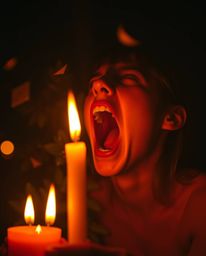 A captivating digital artwork depicting a person screaming amidst a world dissolving into vibrant pixels of red, orange, and 