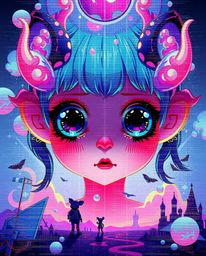 Discover stunning dreamlike surreal digital glitch art portraits featuring adorable and cute characters with corrupted data a