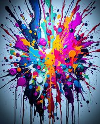 Explore the captivating world of iridescent colors and eerie atmospheres in this abstract art piece. Witness a vibrant explos