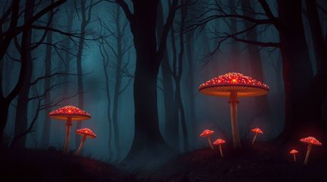 Experience a sophisticated and elegant depiction of a vintage enchanted forest, rendered in rich burgundy and deep blue hues.