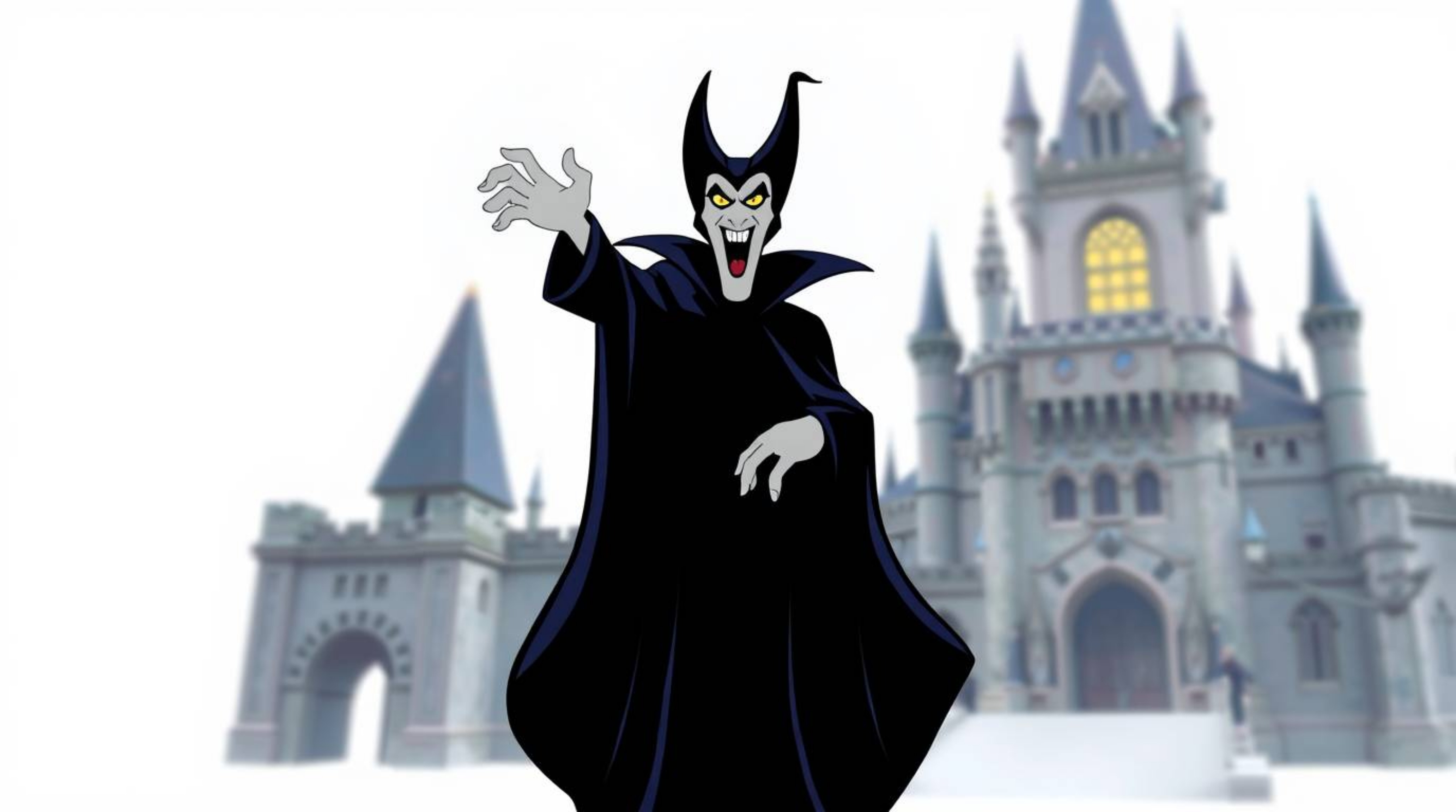 A captivating geometric logo featuring a classic Disney villain casting a spell within an ancient castle.  The design boasts 