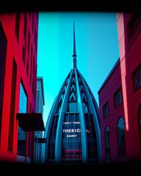 Discover stunning architectural photographs with a dramatic cinematic style.  These images feature a unique retro TV screen g