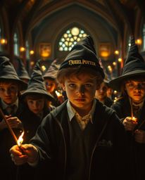 Discover captivating fine art photography depicting a magical school filled with young wizards.  Intense, dramatic lighting a