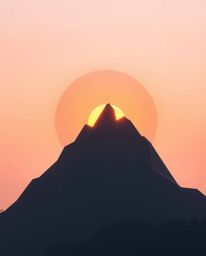 This artwork presents a sunset from a high alpine peak, uniquely blending a soft cinematic haze with an intricate origami sty