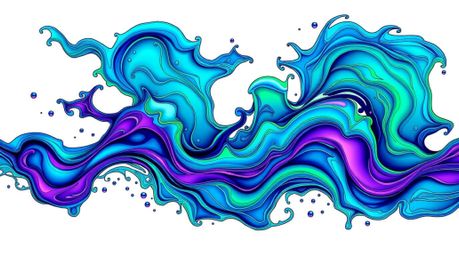 This stunning traditional tattoo art print features mesmerizing neon gradient textures that flow across a liquid surface, cre