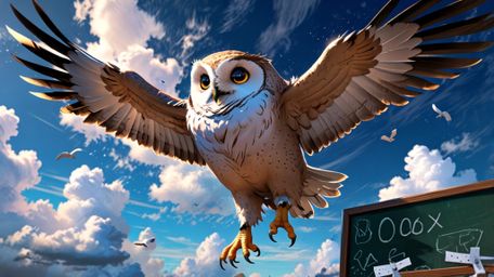 In a wonderfully imaginative scene that merges the styles of Pixar and anime, a wise blind owl takes on the role of a flight 