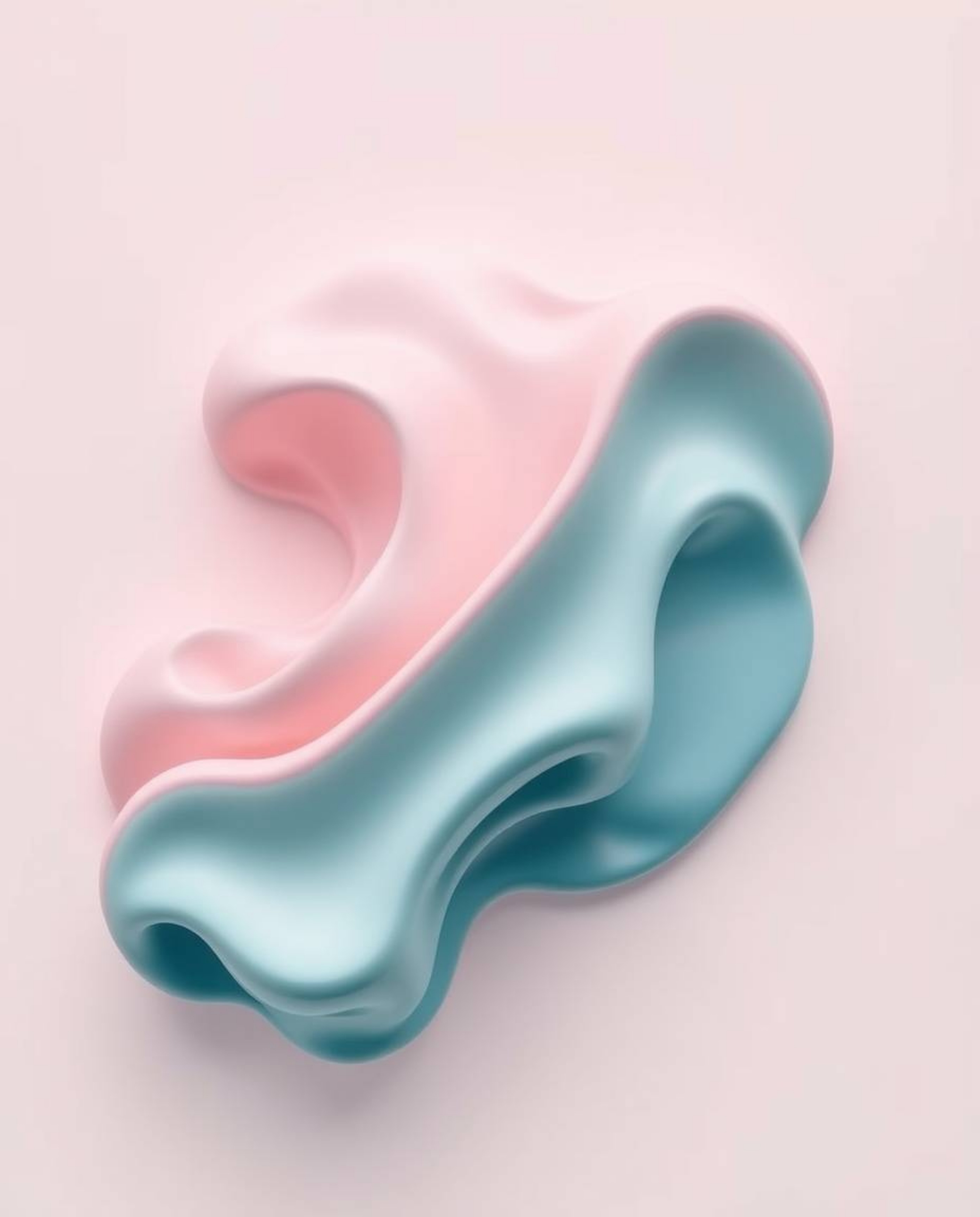 Explore the captivating world of abstract 3D liquid forms presented in a serene pastel color palette with soft lighting and a