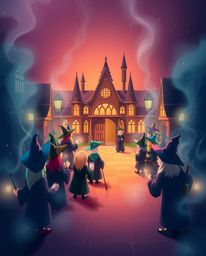 Discover a captivating magical school brimming with young wizards.  Experience the enchanting visuals of smooth gradient tran