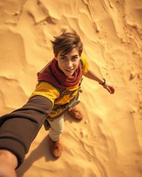 Experience a captivating Disney-style desert adventure through an overhead bird's eye view. This photograph showcases a brave