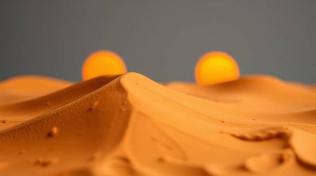 This captivating artwork features a close-up shot of a sculptural clay creation depicting a stunning sunset over the golden d