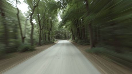 Experience a thrilling chase scene through a looping forest, viewed from a captivating bird's-eye perspective.  The cinematic