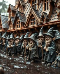 Immerse yourself in a whimsical world with this tight close-up shot of a magical school brimming with young wizards, meticulo