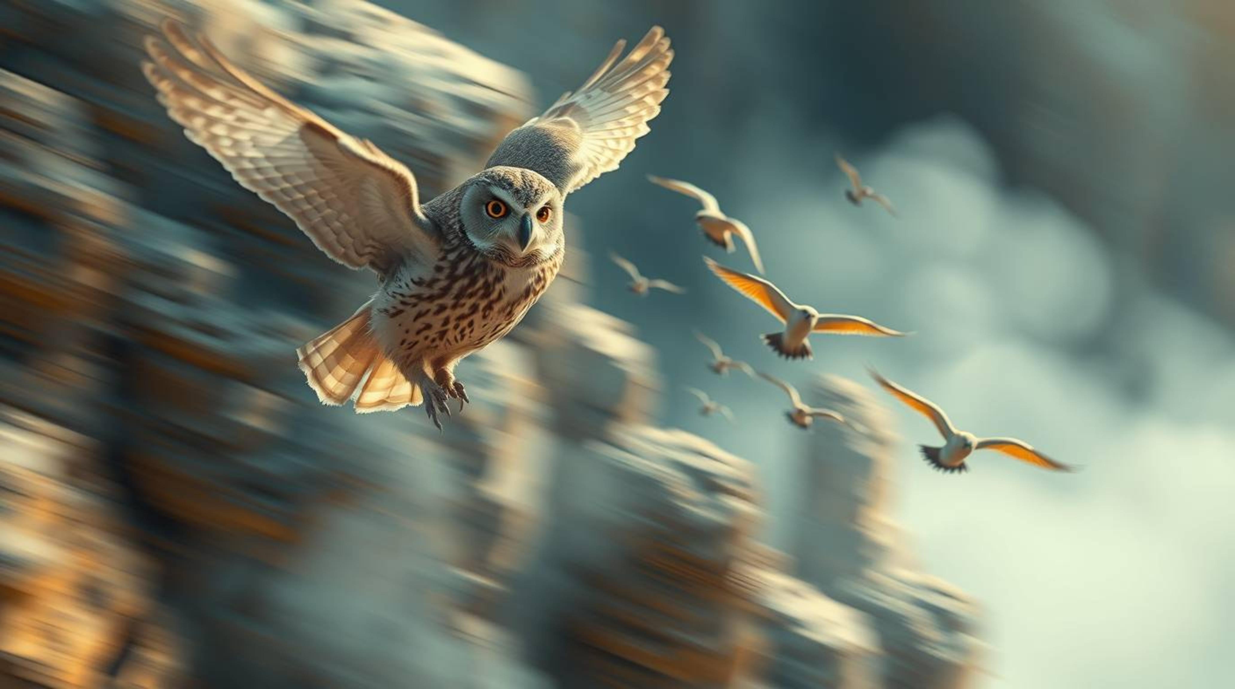 This photographic style illustration, bathed in soft cinematic lighting and cool colors, portrays a touching scene. A blind o
