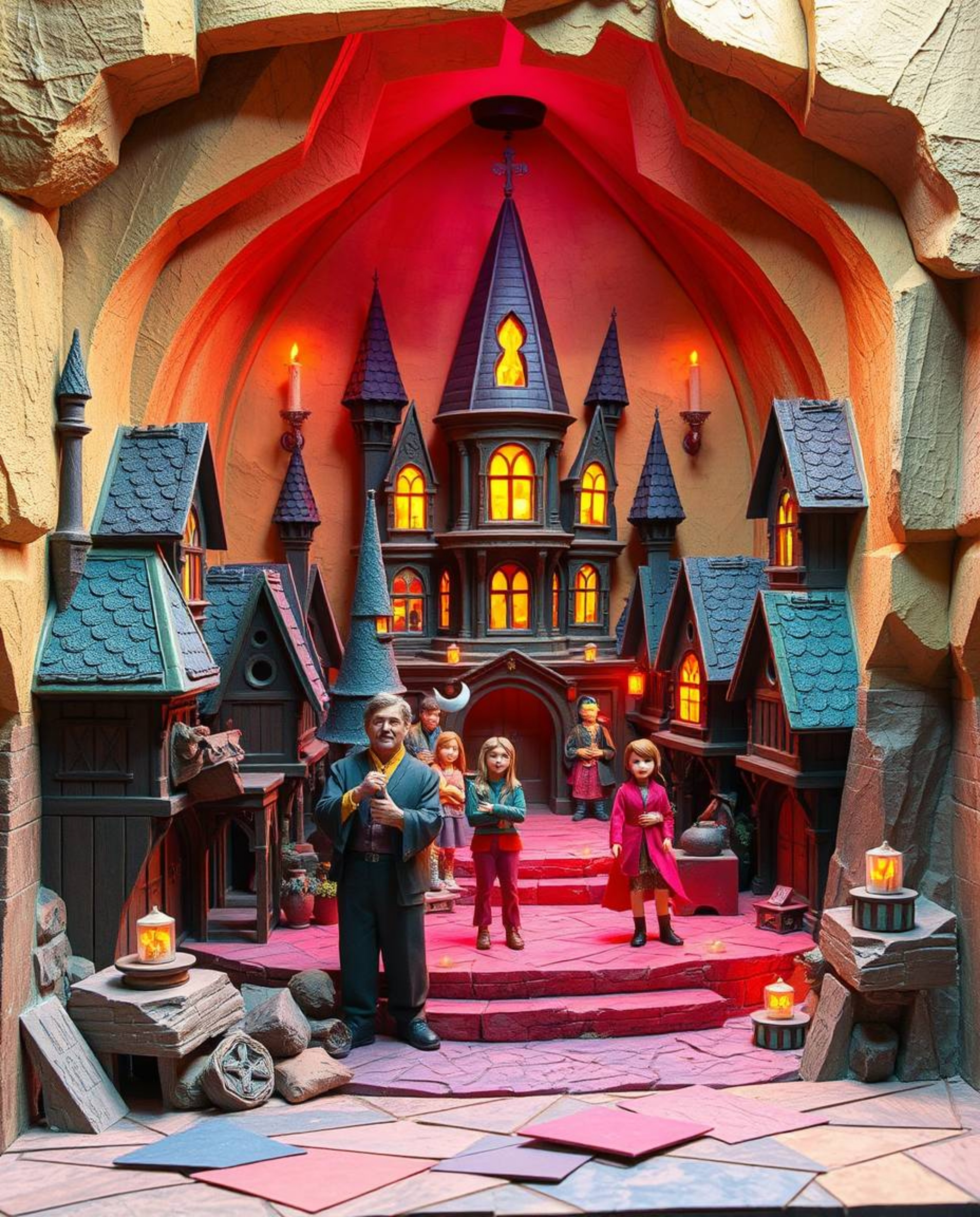 Experience a dramatic, cinematic rendition of a magical school overflowing with young wizards, brought to life through layere
