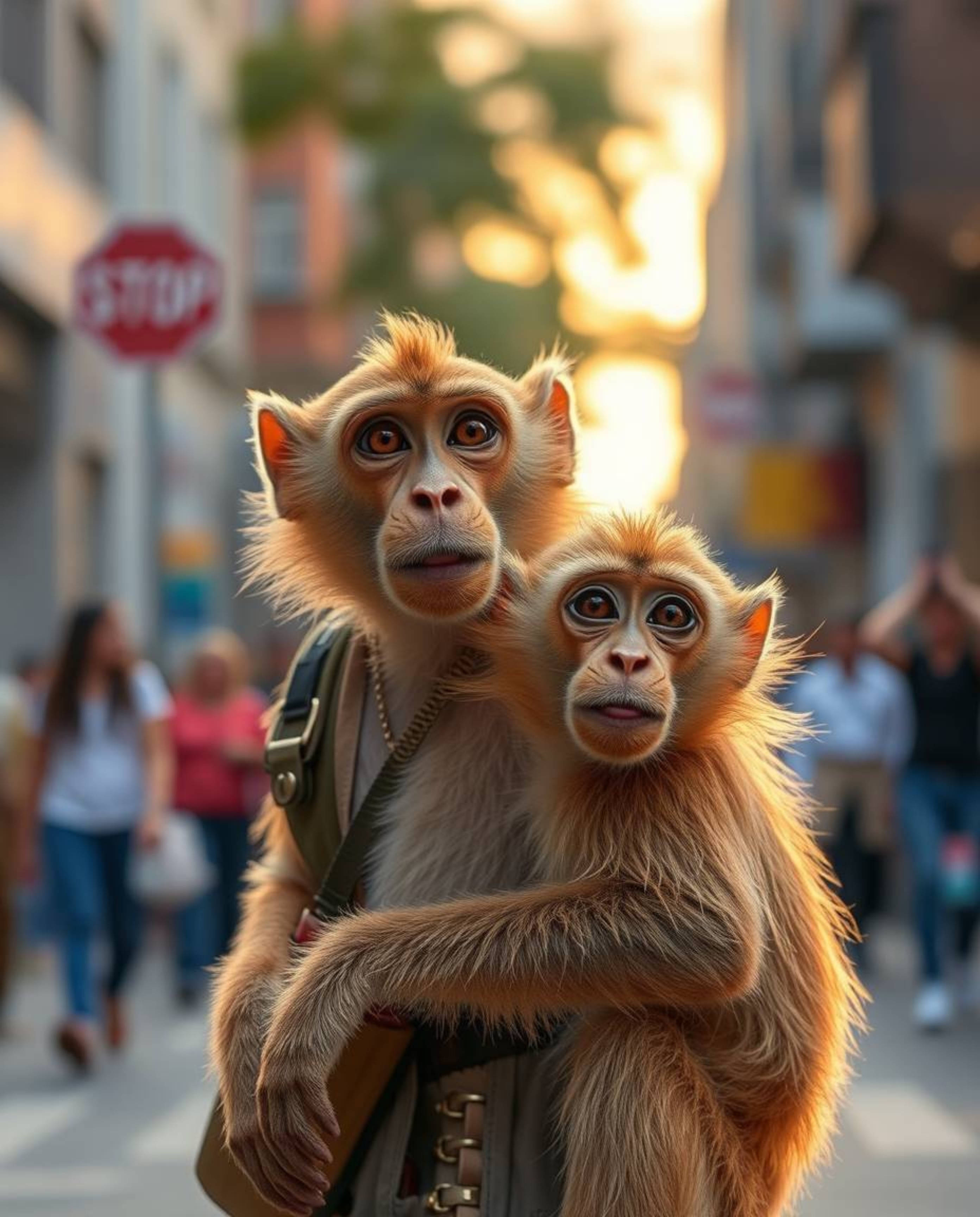 A relaxed hero, aided by a mischievous, talking monkey sidekick with light brown fur, embarks on a journey captured in candid