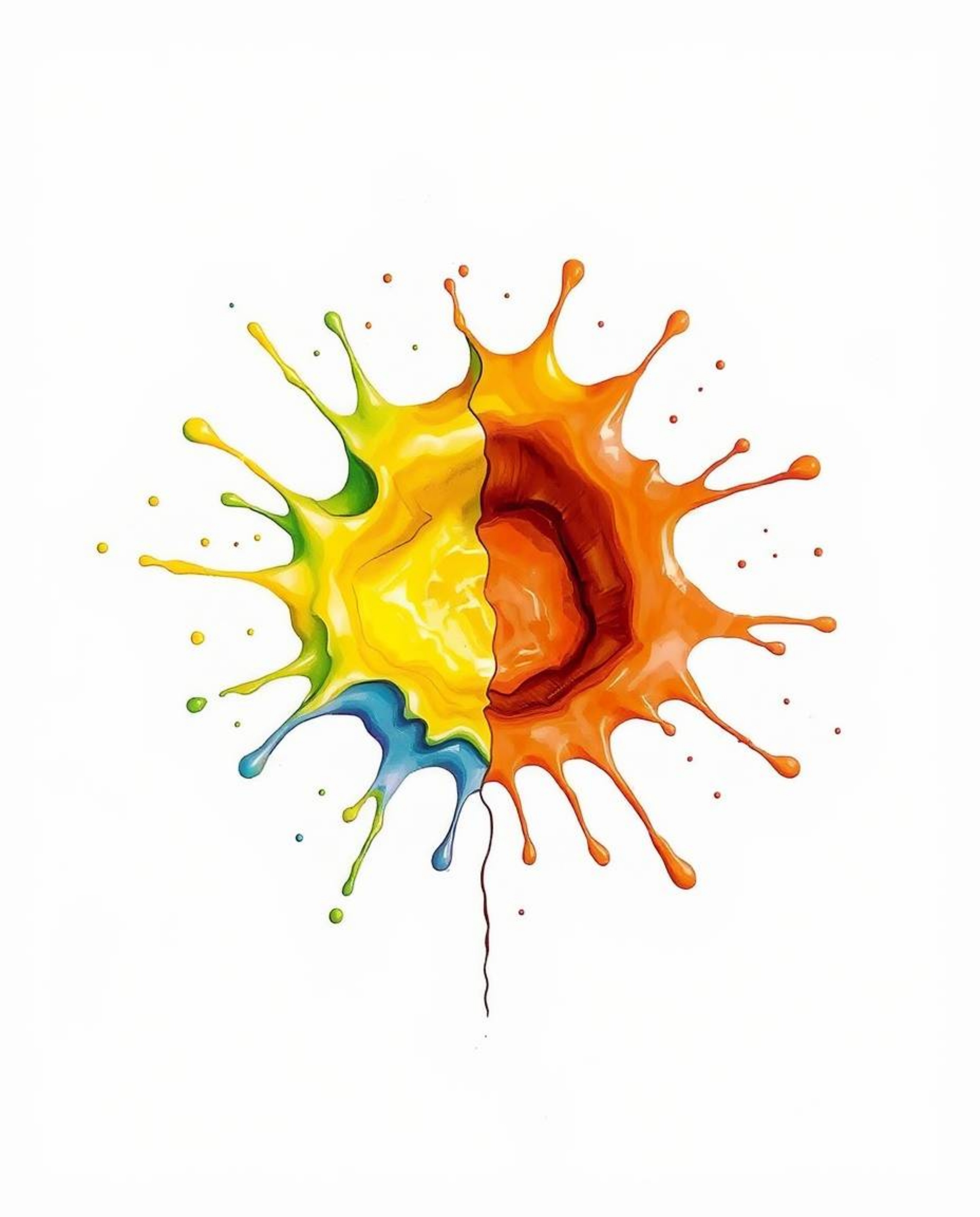 A vibrant and captivating overhead bird's eye view capturing a paint splash frozen in mid-air with high-speed camera technolo