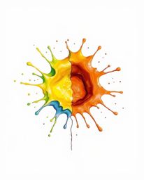 A vibrant and captivating overhead bird's eye view capturing a paint splash frozen in mid-air with high-speed camera technolo