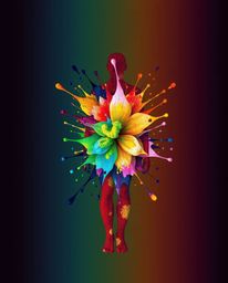 Discover a high-resolution stock photo showcasing vibrant splash patterns that artistically form a human silhouette. This mod