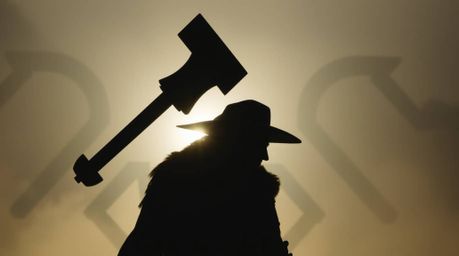 A soft and dreamy atmosphere is created with silhouetted backlighting, featuring an anvil about to drop on a trickster charac