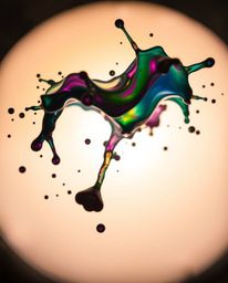 Experience the mesmerizing beauty of a colorful paint splash frozen in mid-air, captured with high-speed photography and silh
