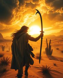Embark on a thrilling Disney-style desert adventure with a brave hero!  Experience the radiant, luxurious feel of golden suns