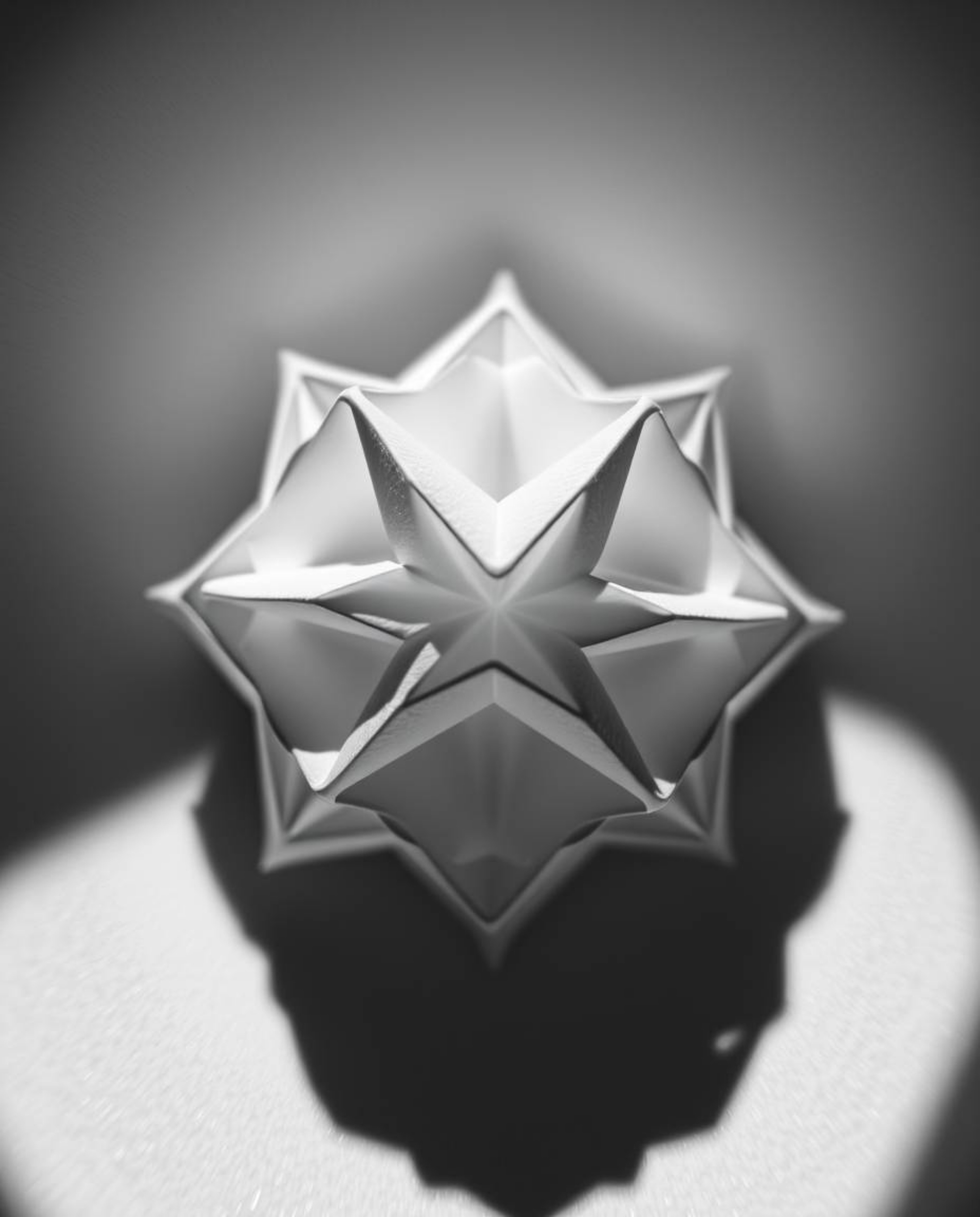 Explore the beauty of extreme macro close-up photography featuring a monochrome 3D geometric pattern reminiscent of folded pa