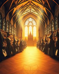 Immerse yourself in a captivating world with this origami-style image, bathed in a warm, golden glow. Picture a magical schoo